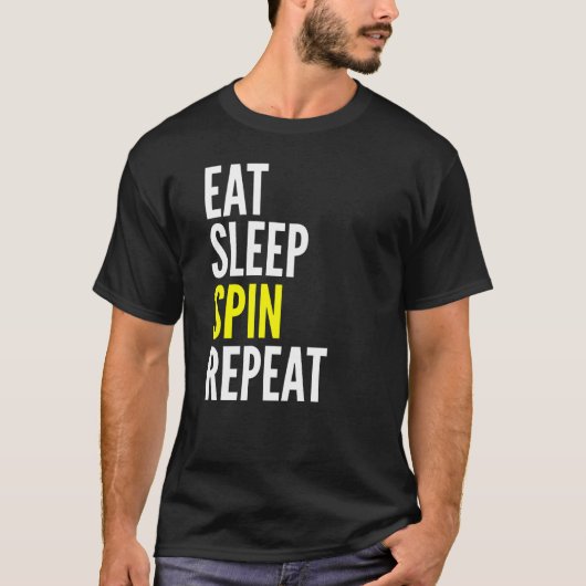 Eat Sleep Spin Herhaling Sportspin Lover T-shirt (Voorkant)