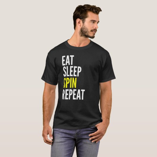 Eat Sleep Spin Herhaling Sportspin Lover T-shirt (Voorkant volledig)
