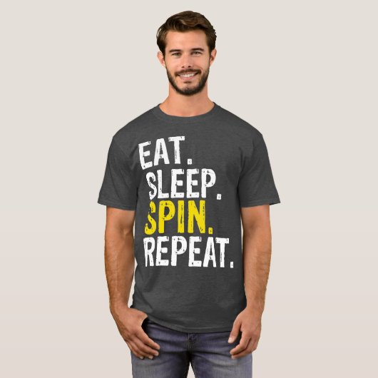 Eat Sleep Spin Repeat Gift Spinning Class T-shirt (Voorkant volledig)