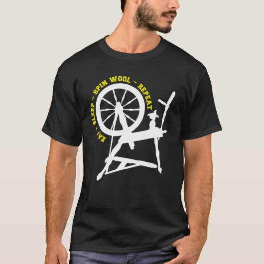 Eat Sleep Spin Wool Repeat Cute Hand Spinning Whee T-shirt (Voorkant)