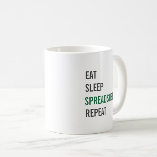 Eat Sleep Spreadsheet Herhaal Funny Accounting Koffiemok (Voorkant rechts)