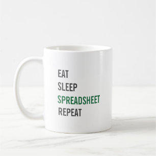 Eat Sleep Spreadsheet Herhaal Funny Accounting Koffiemok