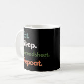 Eat Sleep Spreadsheet Herhaal Funny Accounting Koffiemok (Voorkant links)
