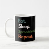 Eat Sleep Spreadsheet Herhaal Funny Accounting Koffiemok (Links)