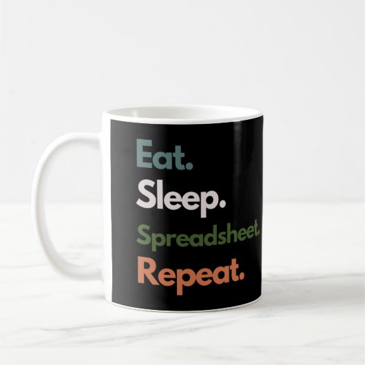 Eat Sleep Spreadsheet Herhaal Funny Accounting Koffiemok (Links)