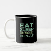 Eat Sleep Spreadsheet Herhaal Mok met tweetone kof (Links)