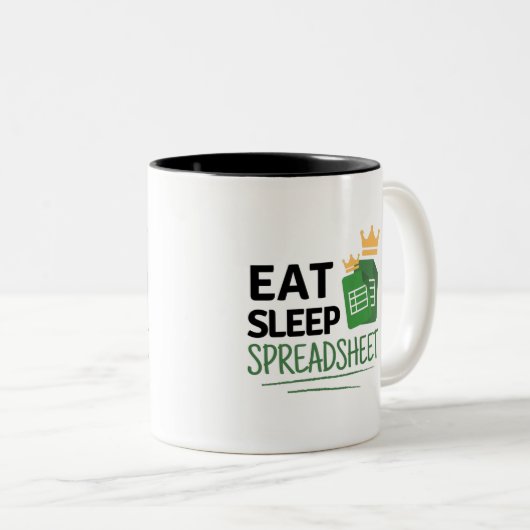 Eat Sleep Spreadsheet Two-Tone koffie Mok (Voorkant rechts)