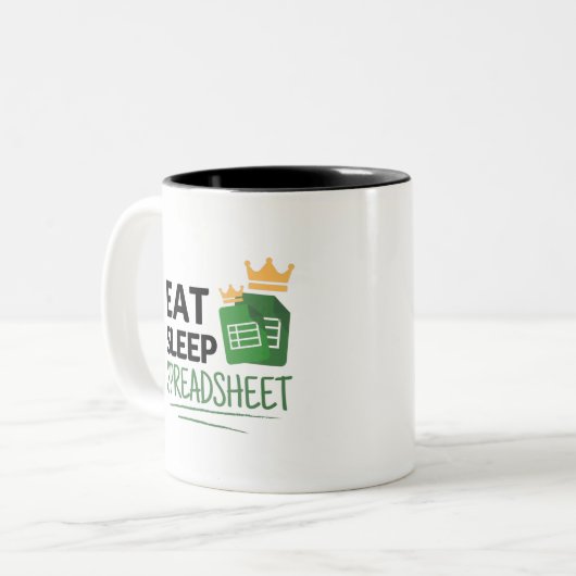 Eat Sleep Spreadsheet Two-Tone koffie Mok (Voorkant links)