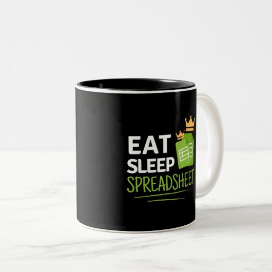 Eat Sleep Spreadsheet Two-Tone koffie Mok (Voorkant rechts)