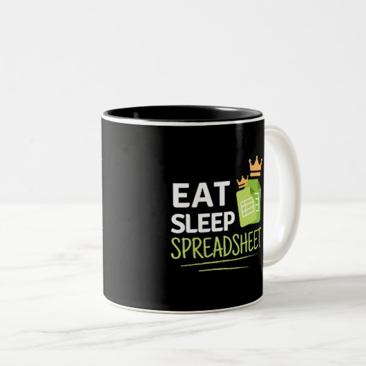 Eat Sleep Spreadsheet Two-Tone koffie Mok (Voorkant rechts)