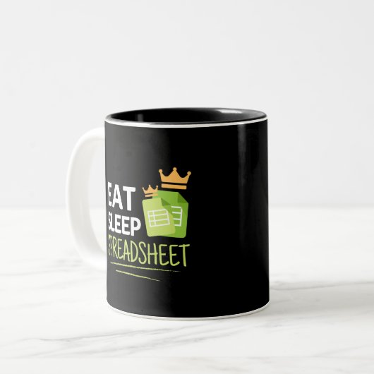 Eat Sleep Spreadsheet Two-Tone koffie Mok (Voorkant links)
