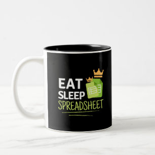 Eat Sleep Spreadsheet Two-Tone koffie Mok