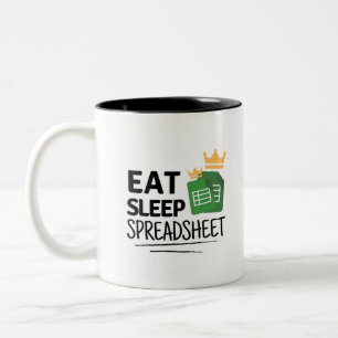 Eat Sleep Spreadsheet Two-Tone koffie Mok