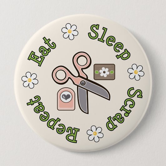 Eat Sleep Sroot Herhalen Pin Ronde Button 4,0 Cm (Voorkant)