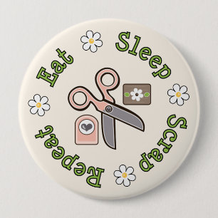 Eat Sleep Sroot Herhalen Pin Ronde Button 4,0 Cm