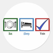 Eat Sleep Stemming Ronde Sticker (Voorkant)