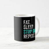 Eat Sleep Stop Goals Herhaal: Goalkeeper Cft Koffiemok (Voorkant rechts)