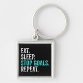 Eat Sleep Stop Goals Herhaal: Goalkeeper Cft Sleutelhanger (Voorkant)
