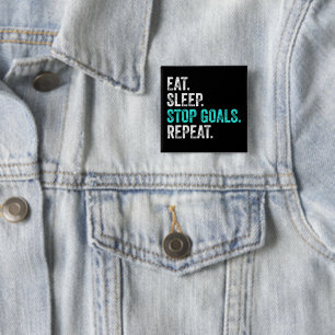 Eat Sleep Stop Goals Herhaal: Goalkeeper Cft Vierkante Button 5,1 Cm