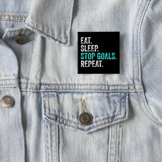 Eat Sleep Stop Goals Herhaal: Goalkeeper Cft Vierkante Button 5,1 Cm (In situ)