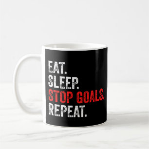 Eat Sleep Stop Goals Herhaal - Goalkeeper Koffiemok