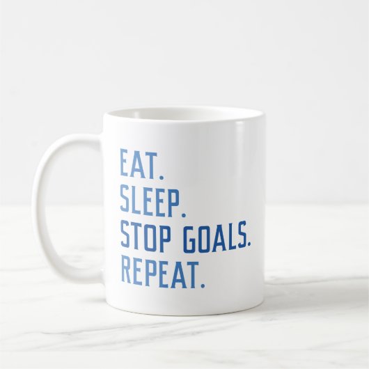 Eat Sleep Stop Goals Herhaal Koffiemok (Links)