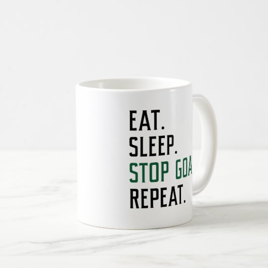 Eat Sleep Stop Goals Herhaal Koffiemok (Voorkant rechts)
