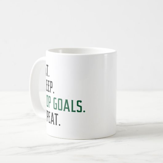 Eat Sleep Stop Goals Herhaal Koffiemok (Voorkant links)
