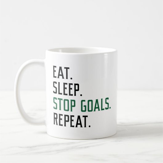 Eat Sleep Stop Goals Herhaal Koffiemok (Links)