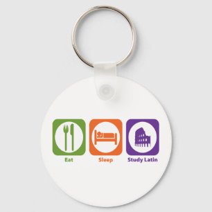 Eat Sleep Study Latijn Sleutelhanger