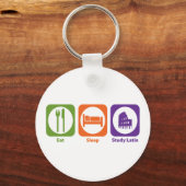 Eat Sleep Study Latijn Sleutelhanger (Voorkant)