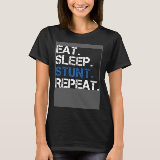 Eat Sleep Stunt Repeat Blue Cheerleader Girl Gift  T-shirt (Voorkant)