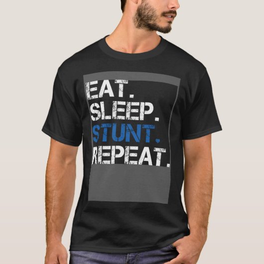 Eat Sleep Stunt Repeat Blue Cheerleader Girl Gift  T-shirt (Voorkant)