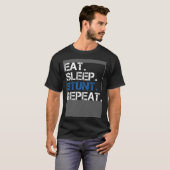 Eat Sleep Stunt Repeat Blue Cheerleader Girl Gift  T-shirt (Voorkant volledig)