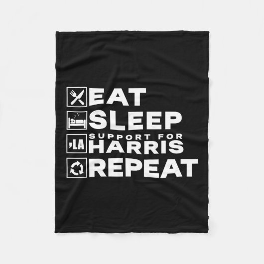 Eat Sleep Support Harris Herhaal Kamala Harris 202 Fleece Deken (Voorkant)