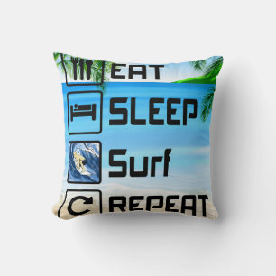 Eat Sleep Surf Herhalen Kussen