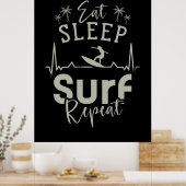 Eat Sleep Surf Herhalen Poster (Keuken)