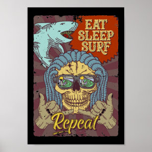 Eat Sleep Surf Herhalen Poster