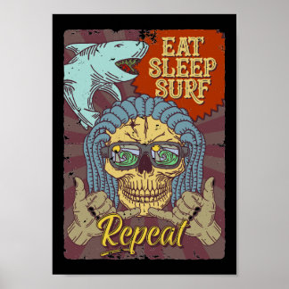 Eat Sleep Surf Herhalen Poster
