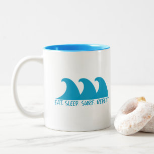 Eat Sleep Surf Herhalen Tweekleurige Koffiemok
