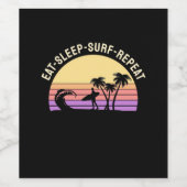Eat Sleep Surf Herhalen Wijn Etiket (Enkel label)