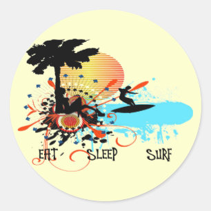 Eat Sleep Surf Ronde Sticker
