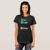 Eat Sleep Surf Surfer herhalen T-shirt (Voorkant volledig)