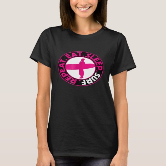 Eat Sleep Surf Surfer herhalen T-shirt (Voorkant)