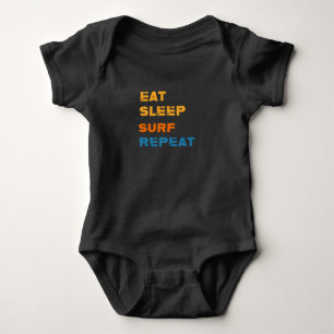 Eat Sleep Surfing Herhaal Surfer Gift Idee Romper
