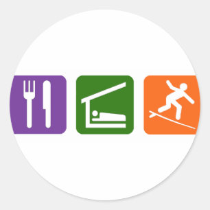 Eat Sleep Surfing Ronde Sticker