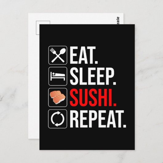 Eat. Sleep. Sushi. Repeat Briefkaart (Voorkant / Achterkant)