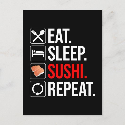 Eat. Sleep. Sushi. Repeat Briefkaart (Voorkant)