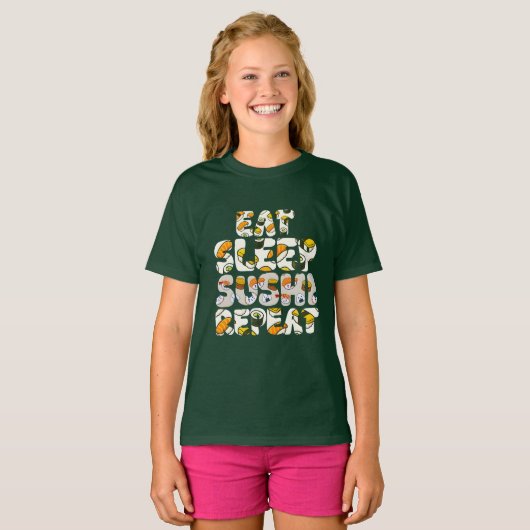 eat sleep sushi repeat design t-shirt (Voorkant volledig)
