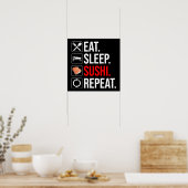 Eat. Sleep. Sushi. Repeat Poster (Keuken)